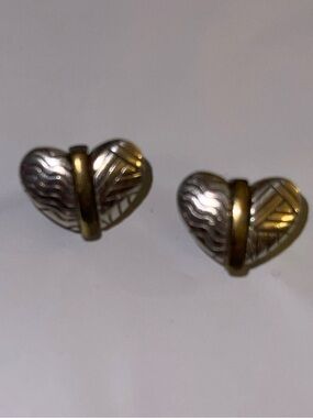 Brighton Acoma Heart Stud Earrings two tone
